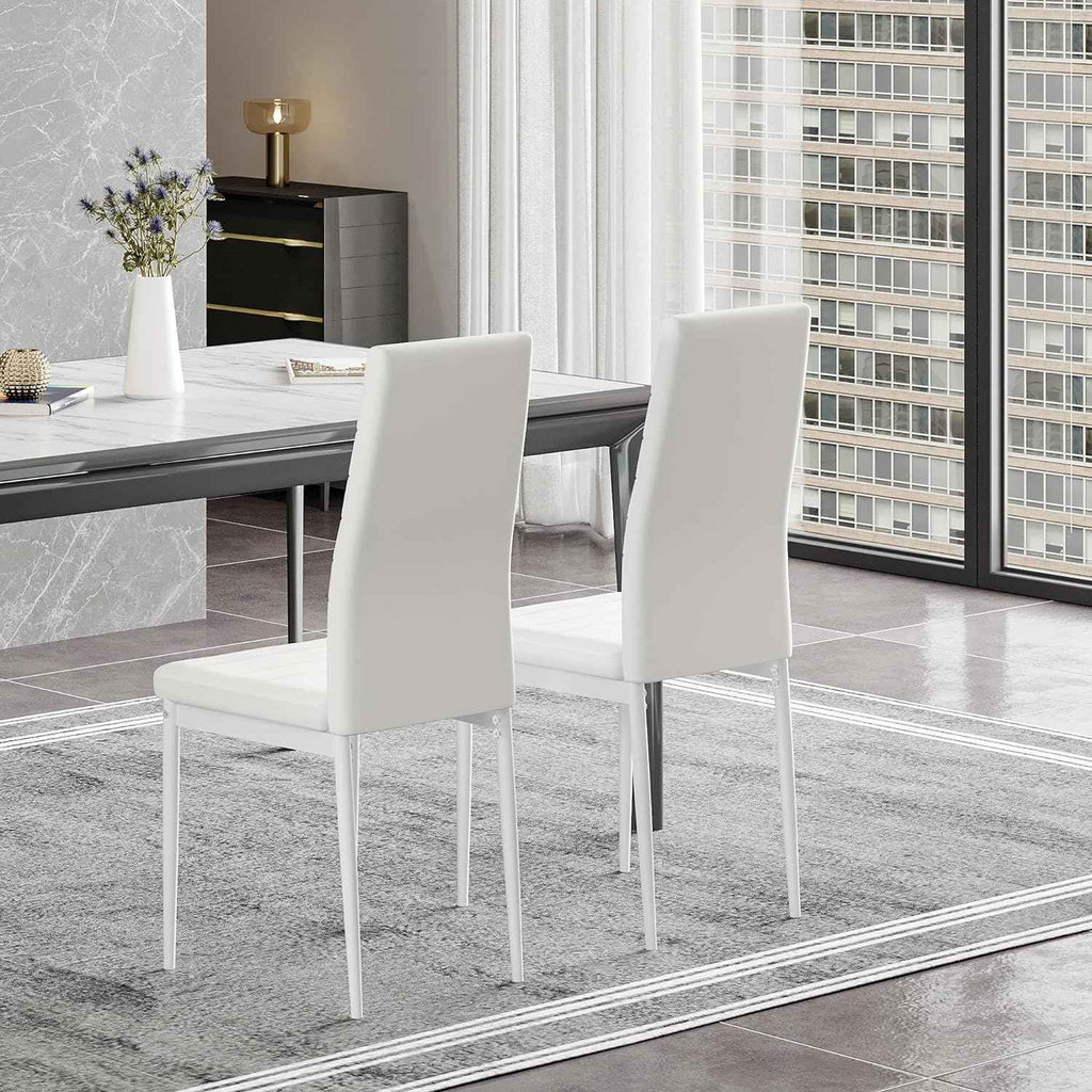 Joolihome Modern Faux Leather Dining Chairs Set White – joolihome